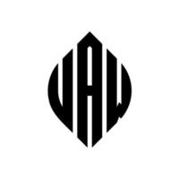 uaw design de logotipo de carta de círculo com forma de círculo e elipse. letras de elipse uaw com estilo tipográfico. as três iniciais formam um logotipo circular. uaw círculo emblema abstrato monograma carta marca vetor. vetor