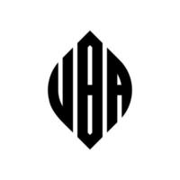design de logotipo de carta de círculo uba com forma de círculo e elipse. letras de elipse uba com estilo tipográfico. as três iniciais formam um logotipo circular. uba círculo emblema abstrato monograma carta marca vetor. vetor