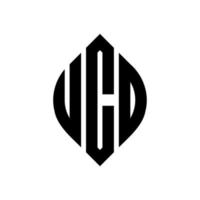 design de logotipo de carta de círculo ucd com forma de círculo e elipse. letras de elipse ucd com estilo tipográfico. as três iniciais formam um logotipo circular. ucd círculo emblema abstrato monograma carta marca vetor. vetor