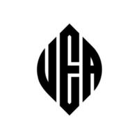 design de logotipo de carta de círculo uea com forma de círculo e elipse. letras de elipse uea com estilo tipográfico. as três iniciais formam um logotipo circular. uea círculo emblema abstrato monograma carta marca vetor. vetor