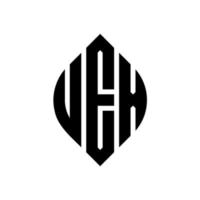 design de logotipo de carta de círculo uex com forma de círculo e elipse. letras de elipse uex com estilo tipográfico. as três iniciais formam um logotipo circular. uex círculo emblema abstrato monograma carta marca vetor. vetor