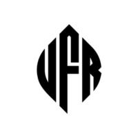 design de logotipo de carta de círculo ufr com forma de círculo e elipse. letras de elipse ufr com estilo tipográfico. as três iniciais formam um logotipo circular. ufr círculo emblema abstrato monograma carta marca vetor. vetor