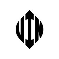 design de logotipo de letra de círculo uin com forma de círculo e elipse. letras de elipse uin com estilo tipográfico. as três iniciais formam um logotipo circular. uin círculo emblema abstrato monograma carta marca vetor. vetor