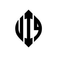 design de logotipo de letra de círculo uiq com forma de círculo e elipse. letras de elipse uiq com estilo tipográfico. as três iniciais formam um logotipo circular. uiq círculo emblema abstrato monograma carta marca vetor. vetor