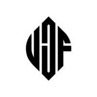 design de logotipo de carta de círculo ujf com forma de círculo e elipse. letras de elipse ujf com estilo tipográfico. as três iniciais formam um logotipo circular. ujf círculo emblema abstrato monograma carta marca vetor. vetor