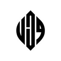design de logotipo de letra de círculo ujq com forma de círculo e elipse. letras de elipse ujq com estilo tipográfico. as três iniciais formam um logotipo circular. ujq círculo emblema abstrato monograma carta marca vetor. vetor