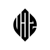 design de logotipo de letra de círculo ujz com forma de círculo e elipse. letras de elipse ujz com estilo tipográfico. as três iniciais formam um logotipo circular. ujz círculo emblema abstrato monograma carta marca vetor. vetor