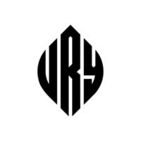 design de logotipo de carta de círculo ury com forma de círculo e elipse. letras de elipse ury com estilo tipográfico. as três iniciais formam um logotipo circular. ury círculo emblema abstrato monograma carta marca vetor. vetor