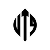 design de logotipo de letra de círculo utq com forma de círculo e elipse. letras de elipse utq com estilo tipográfico. as três iniciais formam um logotipo circular. utq círculo emblema abstrato monograma carta marca vetor. vetor