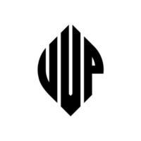 design de logotipo de carta de círculo uvp com forma de círculo e elipse. letras de elipse uvp com estilo tipográfico. as três iniciais formam um logotipo circular. uvp círculo emblema abstrato monograma carta marca vetor. vetor