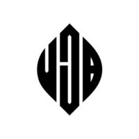 design de logotipo de letra de círculo vjb com forma de círculo e elipse. letras de elipse vjb com estilo tipográfico. as três iniciais formam um logotipo circular. vjb círculo emblema abstrato monograma carta marca vetor. vetor