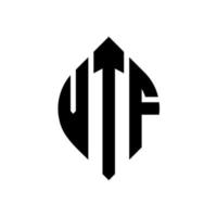 design de logotipo de carta de círculo vtf com forma de círculo e elipse. letras de elipse vtf com estilo tipográfico. as três iniciais formam um logotipo circular. vtf círculo emblema abstrato monograma carta marca vetor. vetor