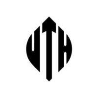 design de logotipo de carta de círculo vtx com forma de círculo e elipse. letras de elipse vtx com estilo tipográfico. as três iniciais formam um logotipo circular. vtx círculo emblema abstrato monograma carta marca vetor. vetor