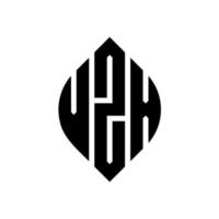 design de logotipo de letra de círculo vzx com forma de círculo e elipse. letras de elipse vzx com estilo tipográfico. as três iniciais formam um logotipo circular. vzx círculo emblema abstrato monograma carta marca vetor. vetor