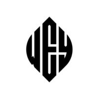 design de logotipo de carta de círculo wey com forma de círculo e elipse. letras de elipse wey com estilo tipográfico. as três iniciais formam um logotipo circular. wey círculo emblema abstrato monograma carta marca vetor. vetor