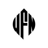 design de logotipo de carta de círculo wfn com forma de círculo e elipse. letras de elipse wfn com estilo tipográfico. as três iniciais formam um logotipo circular. wfn círculo emblema abstrato monograma carta marca vetor. vetor