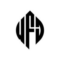 design de logotipo de carta de círculo wfj com forma de círculo e elipse. letras de elipse wfj com estilo tipográfico. as três iniciais formam um logotipo circular. wfj círculo emblema abstrato monograma carta marca vetor. vetor