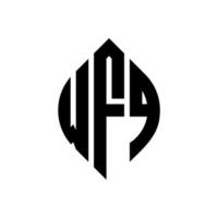 design de logotipo de carta de círculo wfq com forma de círculo e elipse. letras de elipse wfq com estilo tipográfico. as três iniciais formam um logotipo circular. wfq círculo emblema abstrato monograma carta marca vetor. vetor