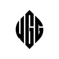 design de logotipo de carta de círculo wgg com forma de círculo e elipse. letras de elipse wgg com estilo tipográfico. as três iniciais formam um logotipo circular. wgg círculo emblema abstrato monograma carta marca vetor. vetor