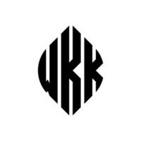 design de logotipo de carta de círculo wkk com forma de círculo e elipse. letras de elipse wkk com estilo tipográfico. as três iniciais formam um logotipo circular. wkk círculo emblema abstrato monograma carta marca vetor. vetor