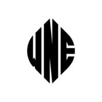 design de logotipo de carta de círculo wne com forma de círculo e elipse. letras de elipse wne com estilo tipográfico. as três iniciais formam um logotipo circular. wne círculo emblema abstrato monograma carta marca vetor. vetor