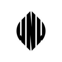design de logotipo de carta de círculo wnw com forma de círculo e elipse. letras de elipse wnw com estilo tipográfico. as três iniciais formam um logotipo circular. wnw círculo emblema abstrato monograma carta marca vetor. vetor