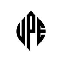 design de logotipo de carta de círculo wpe com forma de círculo e elipse. letras de elipse wpe com estilo tipográfico. as três iniciais formam um logotipo circular. wpe círculo emblema abstrato monograma carta marca vetor. vetor