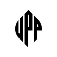 design de logotipo de carta de círculo wpp com forma de círculo e elipse. letras de elipse wpp com estilo tipográfico. as três iniciais formam um logotipo circular. wpp círculo emblema abstrato monograma carta marca vetor. vetor