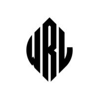 design de logotipo de carta de círculo wrl com forma de círculo e elipse. letras de elipse wrl com estilo tipográfico. as três iniciais formam um logotipo circular. wrl círculo emblema abstrato monograma carta marca vetor. vetor