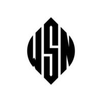design de logotipo de carta de círculo wsn com forma de círculo e elipse. letras de elipse wsn com estilo tipográfico. as três iniciais formam um logotipo circular. wsn círculo emblema abstrato monograma carta marca vetor. vetor