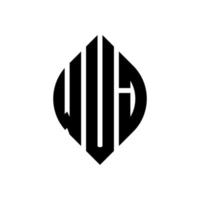 design de logotipo de carta de círculo wuj com forma de círculo e elipse. letras de elipse wuj com estilo tipográfico. as três iniciais formam um logotipo circular. wuj círculo emblema abstrato monograma carta marca vetor. vetor