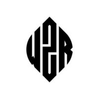 design de logotipo de carta de círculo wzr com forma de círculo e elipse. letras de elipse wzr com estilo tipográfico. as três iniciais formam um logotipo circular. wzr círculo emblema abstrato monograma carta marca vetor. vetor