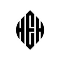 xeh design de logotipo de carta de círculo com forma de círculo e elipse. letras de elipse xeh com estilo tipográfico. as três iniciais formam um logotipo circular. xeh círculo emblema abstrato monograma carta marca vetor. vetor