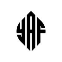design de logotipo de carta de círculo yaf com forma de círculo e elipse. letras de elipse yaf com estilo tipográfico. as três iniciais formam um logotipo circular. yaf círculo emblema abstrato monograma carta marca vetor. vetor
