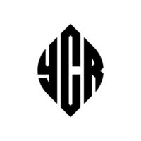 design de logotipo de carta de círculo ycr com forma de círculo e elipse. letras de elipse ycr com estilo tipográfico. as três iniciais formam um logotipo circular. ycr círculo emblema abstrato monograma carta marca vetor. vetor