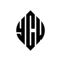 design de logotipo de carta de círculo ycw com forma de círculo e elipse. letras de elipse ycw com estilo tipográfico. as três iniciais formam um logotipo circular. ycw círculo emblema abstrato monograma carta marca vetor. vetor