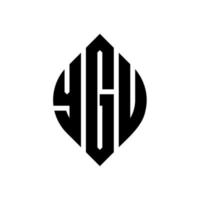 design de logotipo de carta de círculo ygu com forma de círculo e elipse. letras de elipse ygu com estilo tipográfico. as três iniciais formam um logotipo circular. ygu círculo emblema abstrato monograma carta marca vetor. vetor