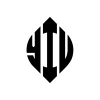 design de logotipo de carta de círculo yiu com forma de círculo e elipse. letras de elipse yiu com estilo tipográfico. as três iniciais formam um logotipo circular. yiu círculo emblema abstrato monograma carta marca vetor. vetor