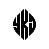 design de logotipo de carta de círculo ykj com forma de círculo e elipse. letras de elipse ykj com estilo tipográfico. as três iniciais formam um logotipo circular. ykj círculo emblema abstrato monograma carta marca vetor. vetor