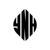 design de logotipo de carta de círculo ynh com forma de círculo e elipse. letras de elipse ynh com estilo tipográfico. as três iniciais formam um logotipo circular. ynh círculo emblema abstrato monograma carta marca vetor. vetor