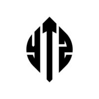 design de logotipo de letra de círculo ytz com forma de círculo e elipse. letras de elipse ytz com estilo tipográfico. as três iniciais formam um logotipo circular. ytz círculo emblema abstrato monograma carta marca vetor. vetor
