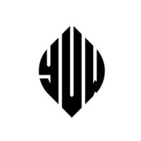 design de logotipo de letra de círculo yvw com forma de círculo e elipse. letras de elipse yvw com estilo tipográfico. as três iniciais formam um logotipo circular. yvw círculo emblema abstrato monograma letra marca vetor. vetor