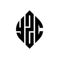 design de logotipo de letra de círculo yzc com forma de círculo e elipse. letras de elipse yzc com estilo tipográfico. as três iniciais formam um logotipo circular. yzc círculo emblema abstrato monograma carta marca vetor. vetor