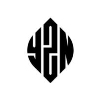 design de logotipo de letra de círculo yzn com forma de círculo e elipse. letras de elipse yzn com estilo tipográfico. as três iniciais formam um logotipo circular. yzn círculo emblema abstrato monograma carta marca vetor. vetor