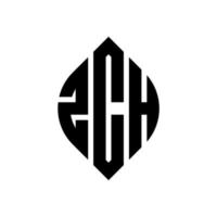 design de logotipo de letra de círculo zch com forma de círculo e elipse. letras de elipse zch com estilo tipográfico. as três iniciais formam um logotipo circular. Zch círculo emblema abstrato monograma carta marca vetor. vetor