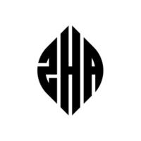 design de logotipo de carta de círculo zha com forma de círculo e elipse. letras de elipse zha com estilo tipográfico. as três iniciais formam um logotipo circular. Zha círculo emblema abstrato monograma carta marca vetor. vetor