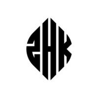 design de logotipo de letra de círculo zhk com forma de círculo e elipse. letras de elipse zhk com estilo tipográfico. as três iniciais formam um logotipo circular. zhk círculo emblema abstrato monograma carta marca vetor. vetor