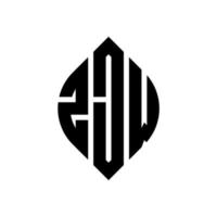 design de logotipo de letra de círculo zjw com forma de círculo e elipse. letras de elipse zjw com estilo tipográfico. as três iniciais formam um logotipo circular. zjw círculo emblema abstrato monograma carta marca vetor. vetor