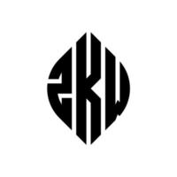 design de logotipo de letra de círculo zkw com forma de círculo e elipse. letras de elipse zkw com estilo tipográfico. as três iniciais formam um logotipo circular. zkw círculo emblema abstrato monograma carta marca vetor. vetor