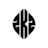 design de logotipo de letra de círculo zkz com forma de círculo e elipse. letras de elipse zkz com estilo tipográfico. as três iniciais formam um logotipo circular. zkz círculo emblema abstrato monograma letra marca vetor. vetor